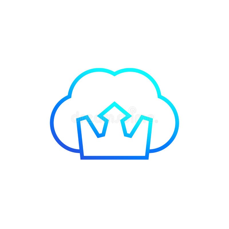 Cloud and crown line icon on white vector illustration
