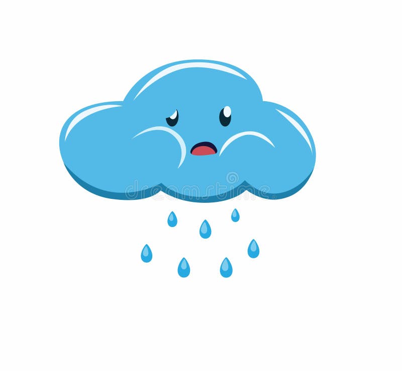 Emoticon Rain and Umbrella - 3d Render Stock Illustration ...