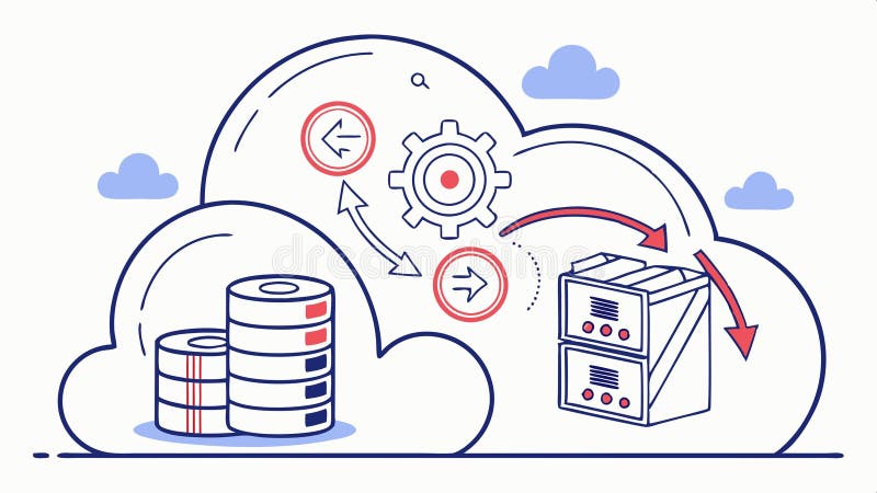 Cloud data and server illustration, cloud computing and data storage tech vector design Generative AI vector illustration