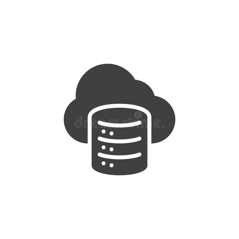 Cloud data solid glyph icon stock illustration