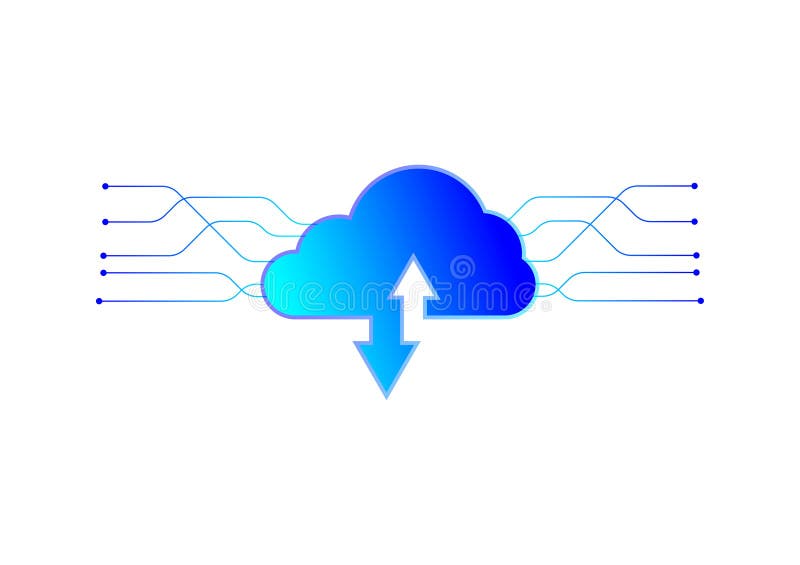 Cloud data storage concept. Cloud computing on a white background. Digital data server technology. Internet communication royalty free illustration
