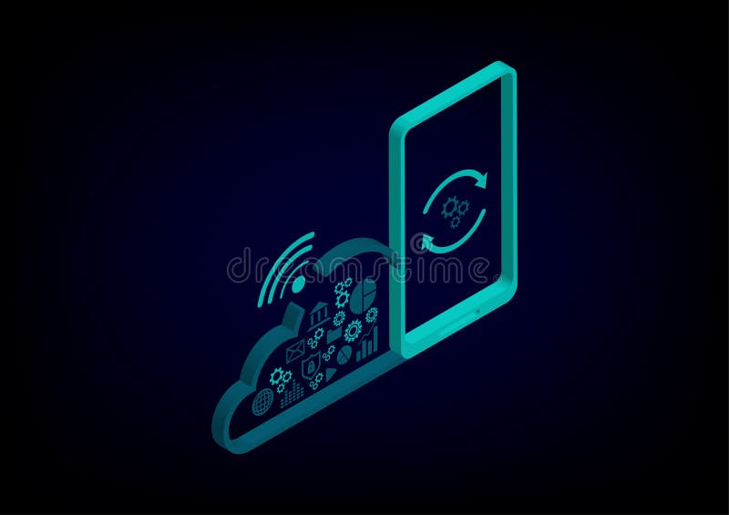 Cloud data storage concept. cloud computing, wifi, money, data and lock security Communication of business and financial vector illustration