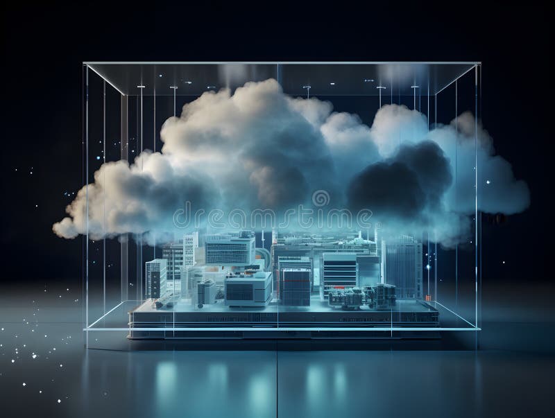 Cloud data storage, database, cloud computing concept royalty free illustration