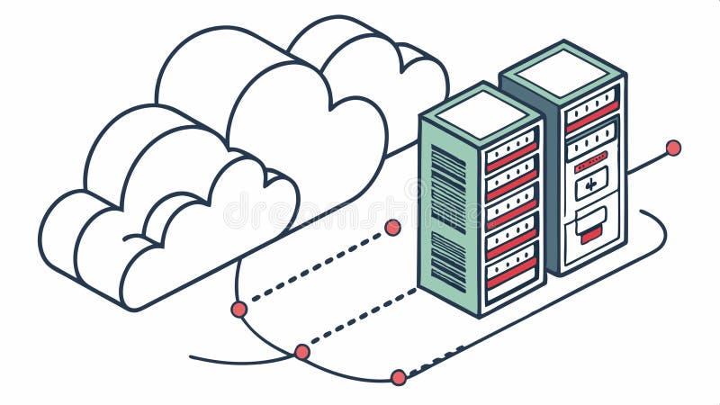 Cloud data storage illustration, cloud computing, digital data vector design Generative AI stock illustration
