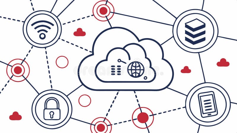 Cloud data storage illustration, digital technology and data management vector design Generative AI royalty free illustration