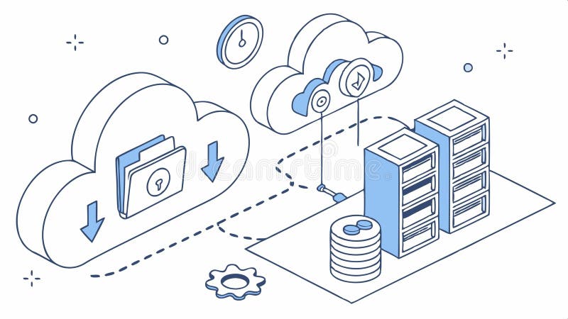 Cloud data storage illustration, digital data and cloud technology vector design Generative AI vector illustration