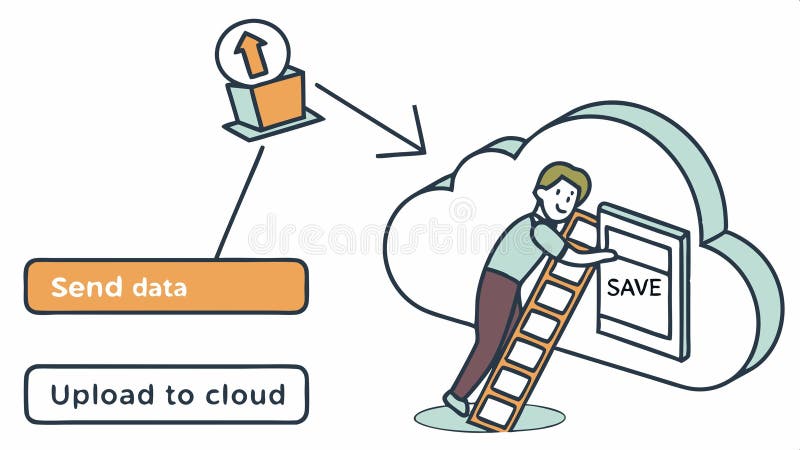 Cloud data upload, server storage and online backup vector design Generative AI vector illustration