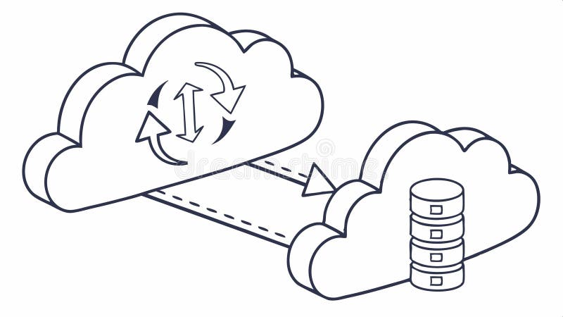 Cloud and database icon, cloud data storage and management vector design Generative AI stock illustration
