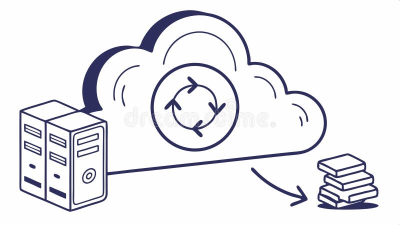 Cloud with download arrow, cloud storage and data transfer vector design Generative AI stock illustration