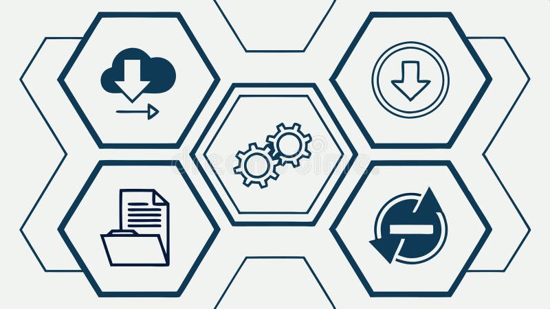 Cloud download and upload icons, data transfer and cloud storage vector design Generative AI stock illustration