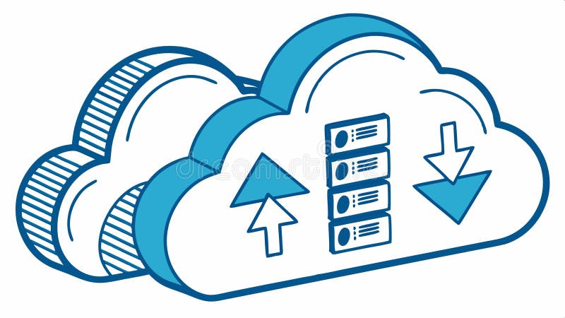 Cloud download vector. Data transfer and cloud storage icon. vector design Generative AI royalty free illustration