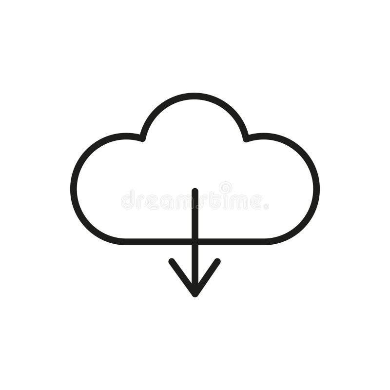 Cloud download vector icon. Simple cloud computing symbol. Data transfer Vector graphic. Digital storage sign. royalty free illustration