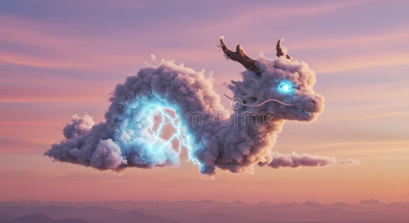 Cloud Dragon Ascending : Ethereal Majestät im Twilight Sky stock abbildung
