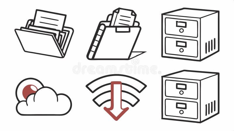 Cloud file icons vector, data storage, digital documents, cloud computing design Generative AI royalty free illustration