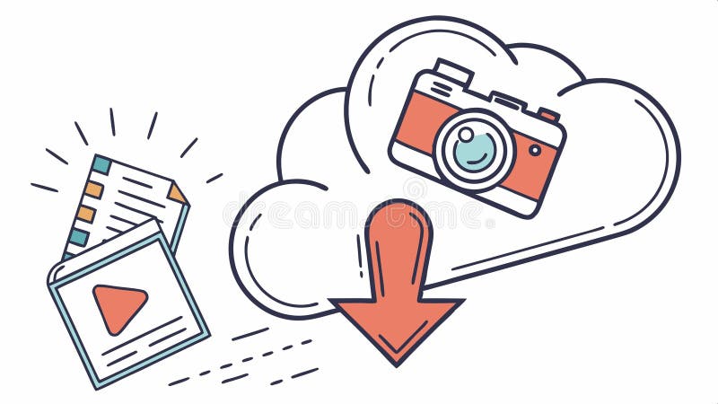 Cloud with files, data storage and digital documents vector design Generative AI royalty free illustration