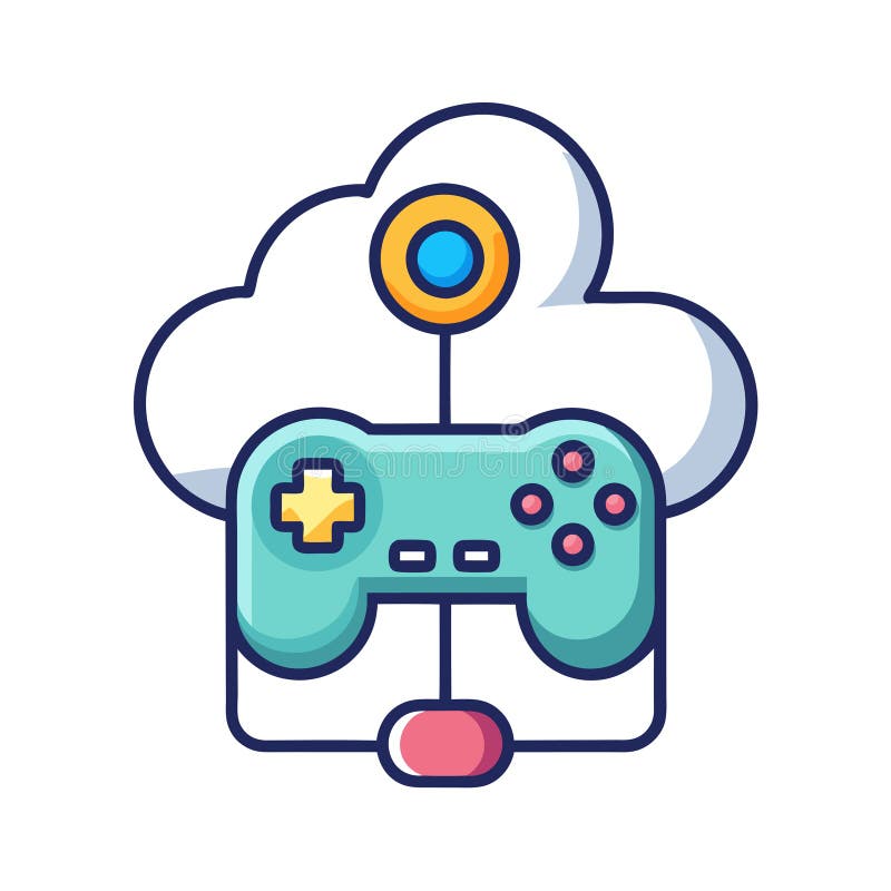 Cloud Gaming Controller Icon - Stream Games Online, Play Anywhere vector illustration