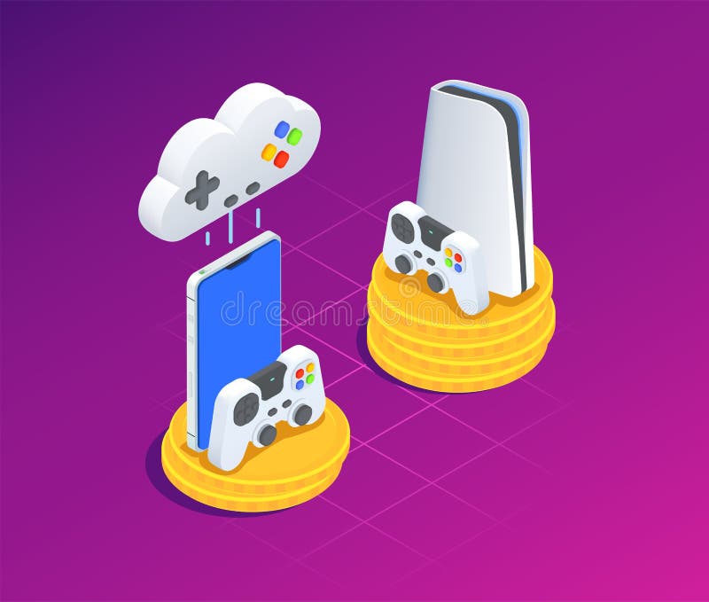 Cloud Gaming. Gaming on Demand, Video and File Streaming, Cloud Technology,  Various Devices Game, Online Platform, AI Gaming Stock Illustration -  Illustration of cloud, backend: 198872324