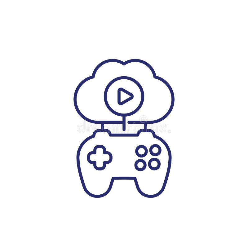 Cloud gaming line icon on white stock illustration