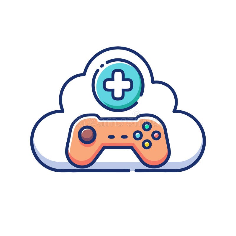 Cloud Gaming Platform: Remote Gameplay with Controller and Online Access stock illustration