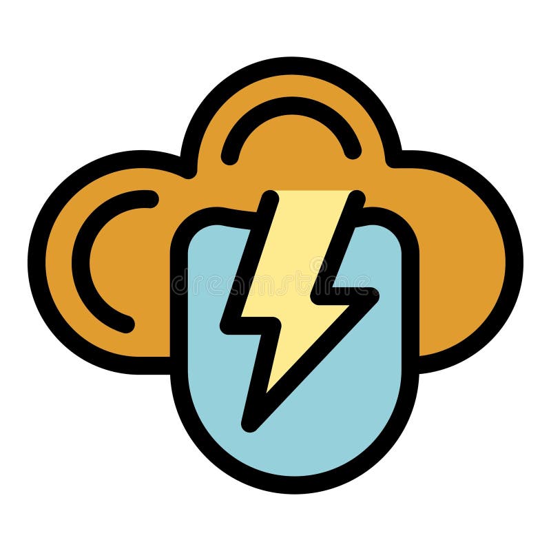 Cloud hosting server generating electricity icon showing power of cloud computing. Cloud hosting server generating electricity as a symbol of the power and potential of cloud computing