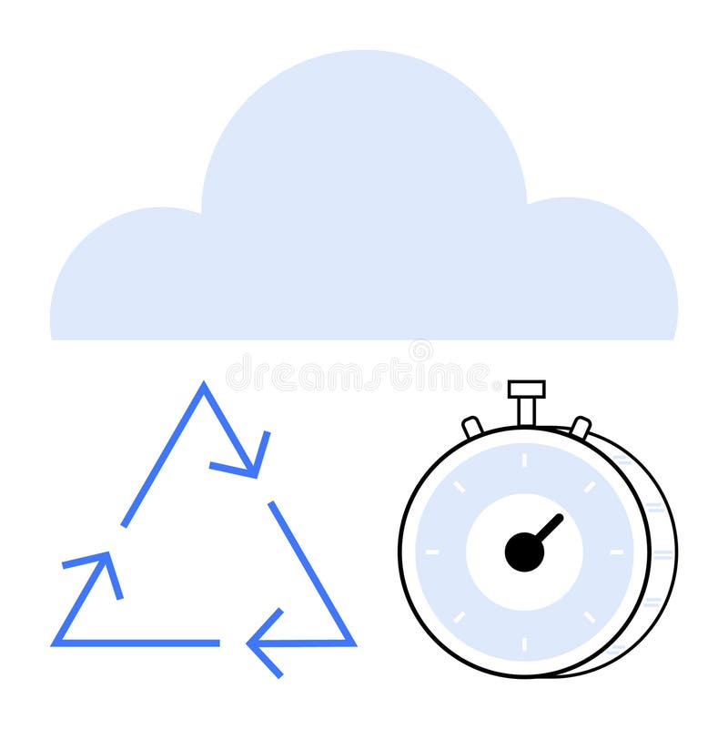 Cloud computing efficiency with recycling and time optimization concept stock illustration