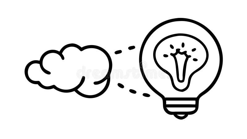 Cloud Idea Lightbulb Icon Vector for Brainstorming and Creativity, vector design Generative AI stock illustration