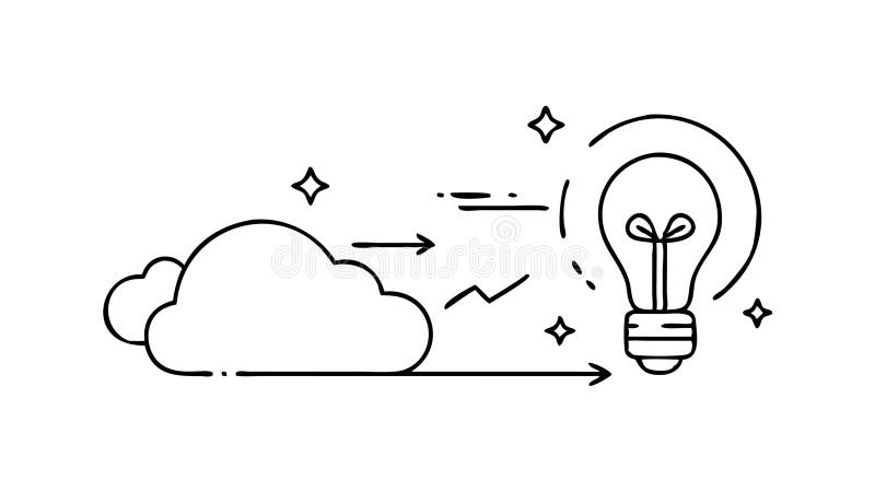 Cloud Idea Rocket Icon, Brainstorming Launch, vector design Generative AI royalty free illustration