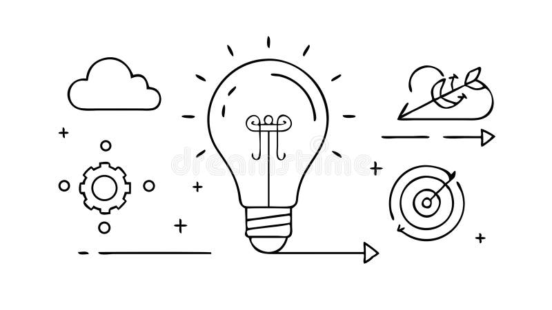 Cloud Idea Target Outline, Brainstorming Focus, vector design Generative AI royalty free illustration
