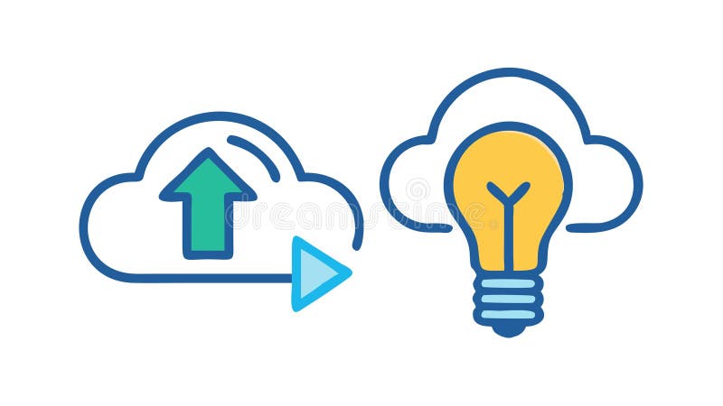 Cloud Idea Upload: Digital Innovation Concepts. vector design Generative AI royalty free illustration