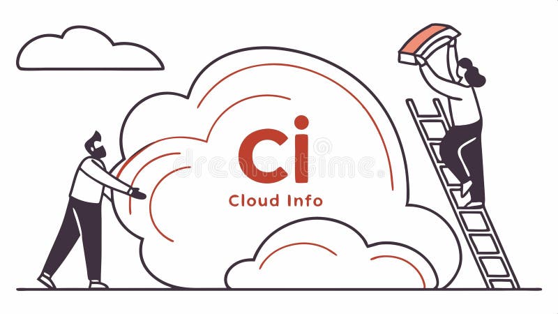 Cloud info tag, cloud computing and data storage symbol vector design Generative AI royalty free illustration