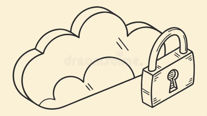 Cloud lock icon, data security, cloud storage, privacy symbol, secure cloud vector design Generative AI vector illustration