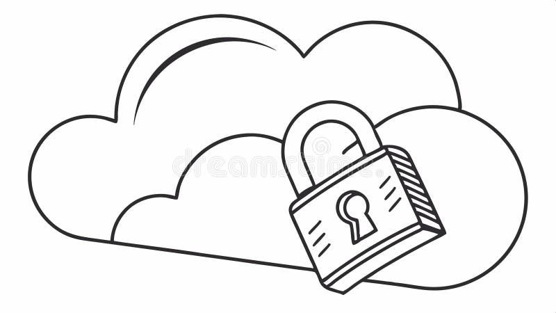 Cloud lock icon, data security, cloud storage, privacy symbol, secure cloud vector design Generative AI vector illustration