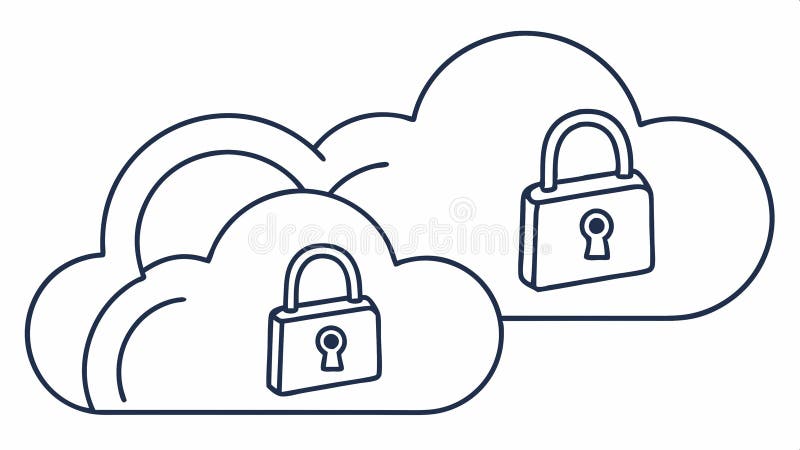 Cloud lock icon, data security, cloud storage, privacy symbol, secure cloud vector design Generative AI stock illustration