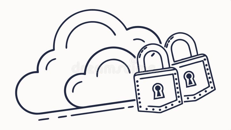 Cloud lock icons set, data security, cloud storage, privacy symbols vector design Generative AI stock illustration
