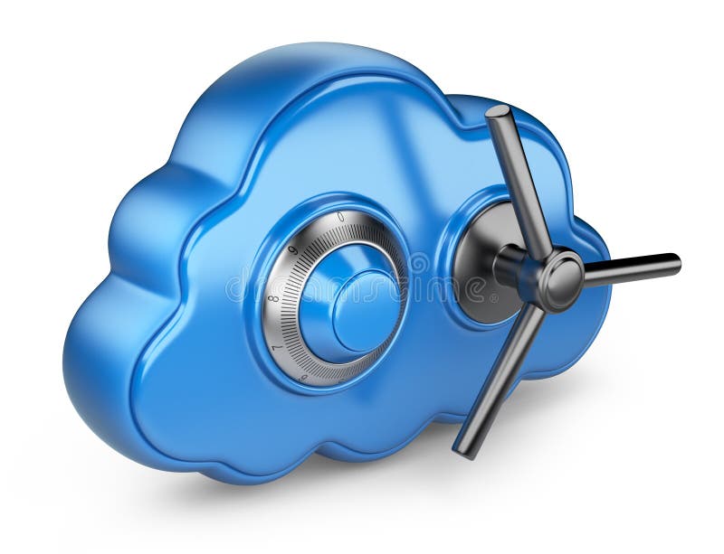 Cloud and lock. Secure concept. 3D Icon isolated