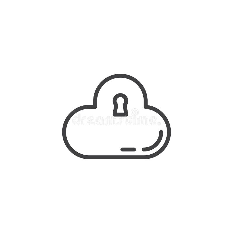 Cloud lock security line icon stock illustration