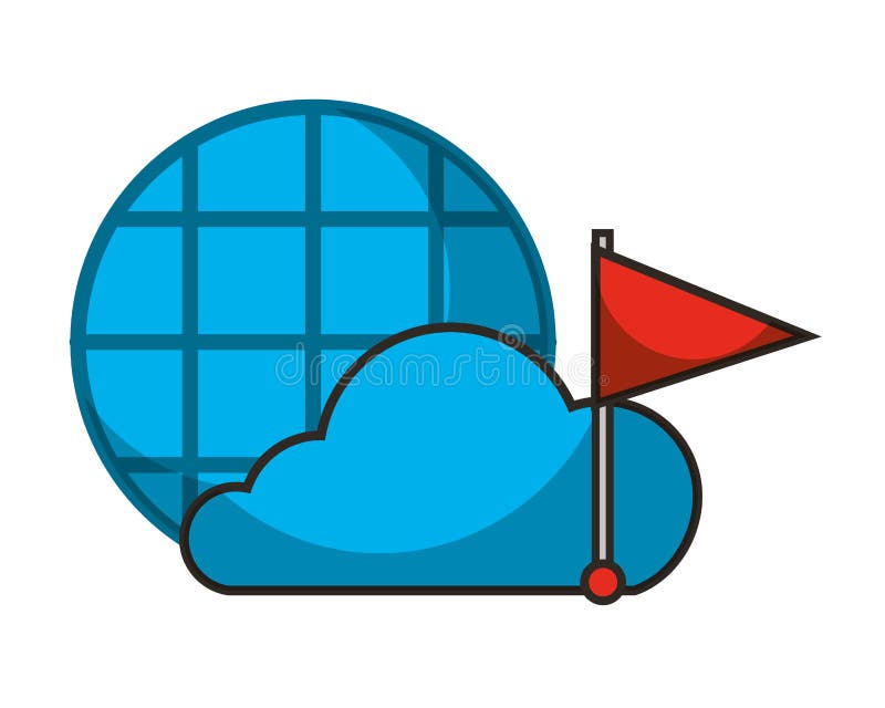 Cloud marker flag location autonomous car vector illustration
