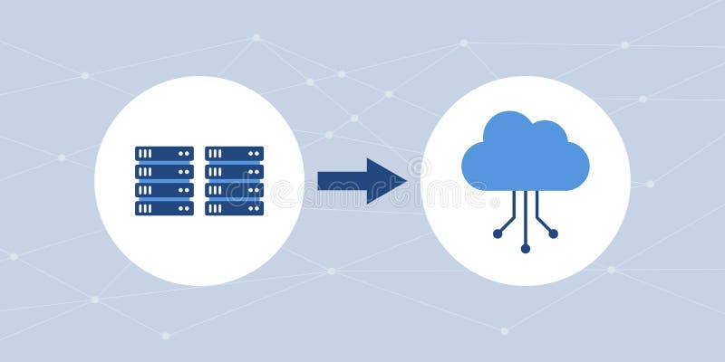 Cloud migration and data transfer concept vector illustration