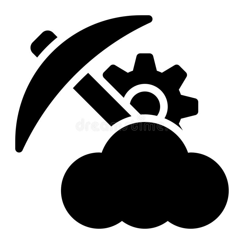 Cloud Mining, Cloud Computing, Mining Glyph Solid Icon royalty free illustration