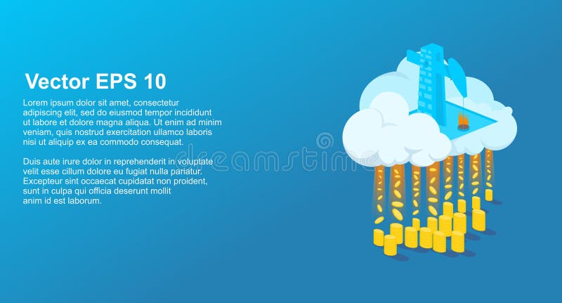 Cloud mining Cryptocurrency vector flat style illustration stock illustration