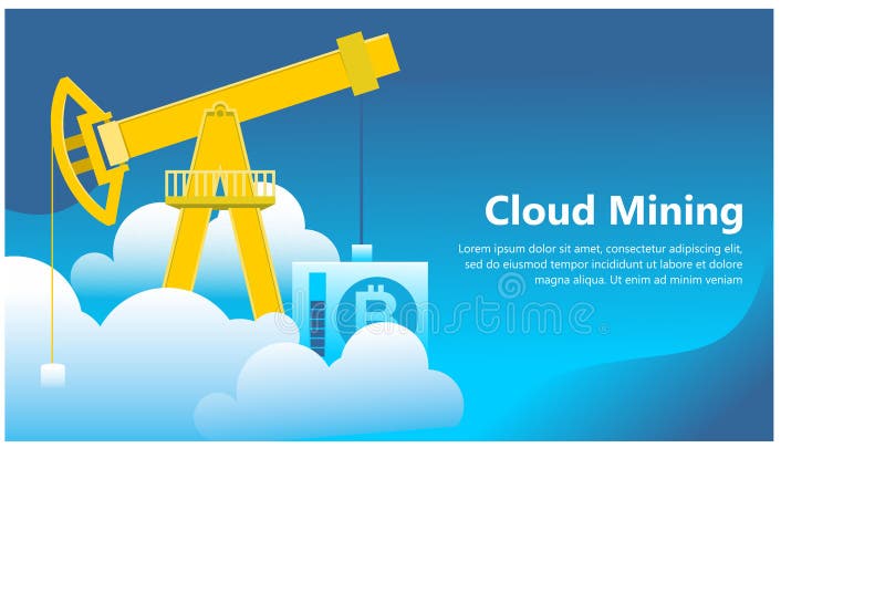 Cloud mining plant mining in cloud shadow web banner presentation with text illustration. Vector art is created using vector illustration software programs, such as Adobe Illustrator or Corel Draw. These programs use mathematic equations and geometric primitives points, lines, and shapes to create art that is clean, camera ready, and can be scaled infinitely, without any loss of quality or fidelity.