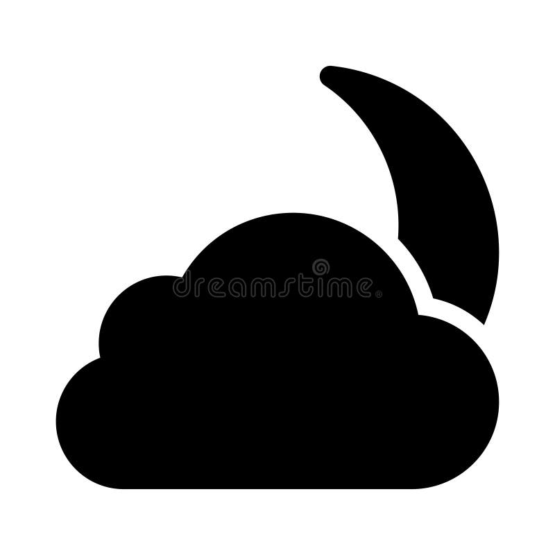 Cloud moon glyphs icon vector illustration