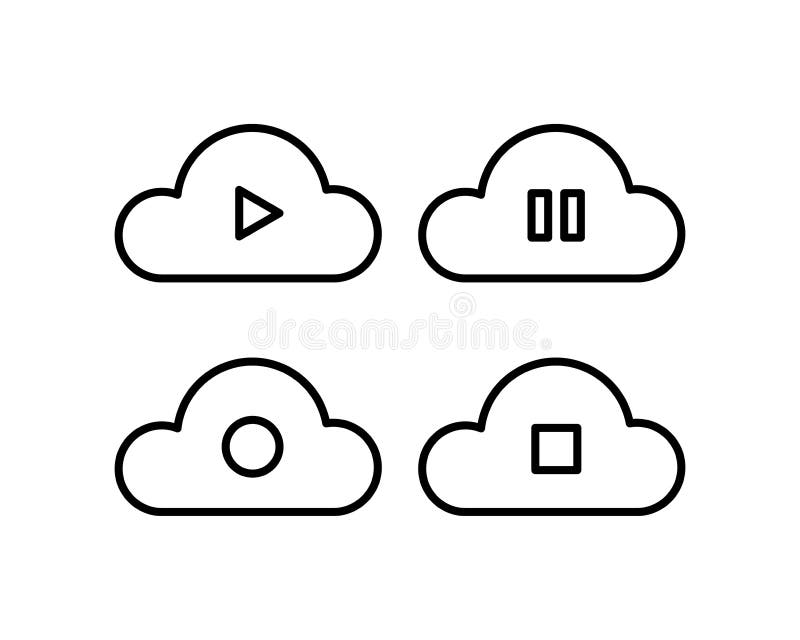 Cloud music data storage vector illustration. music button on cloud illustration, such as play, stop, pause, forward royalty free illustration