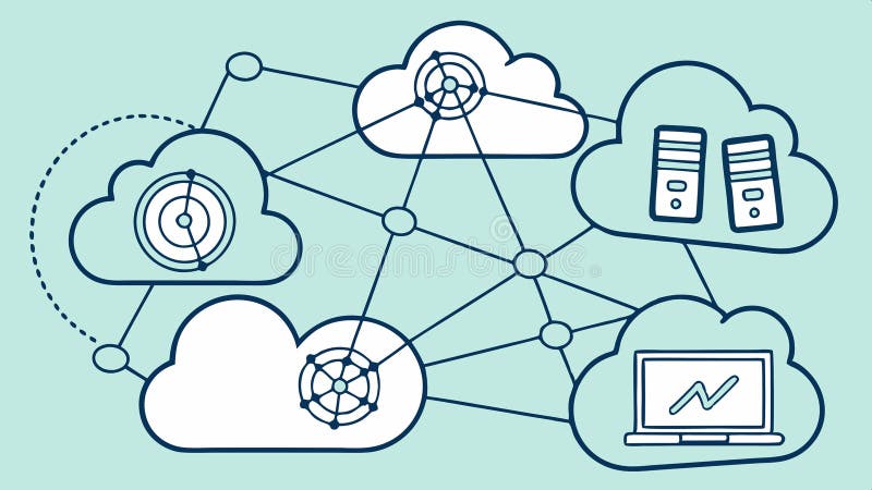 Cloud network with devices, data storage and cloud technology vector design Generative AI vector illustration
