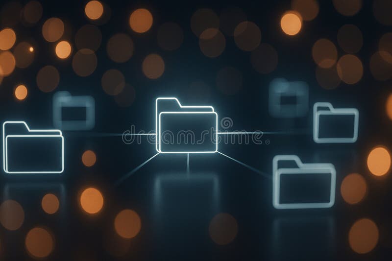 Cloud network with glowing folder icons vector illustration