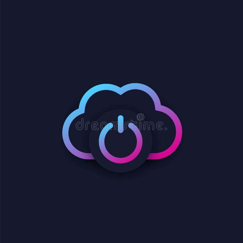 Cloud and off button, vector logo stock illustration