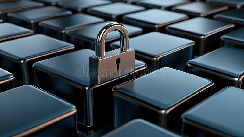 Cloud with a padlock represents digital security and data protection in online networks and advanced technology royalty free illustration