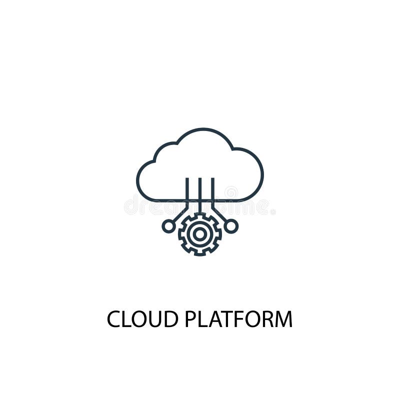 Cloud platform concept line icon. Simple royalty free illustration