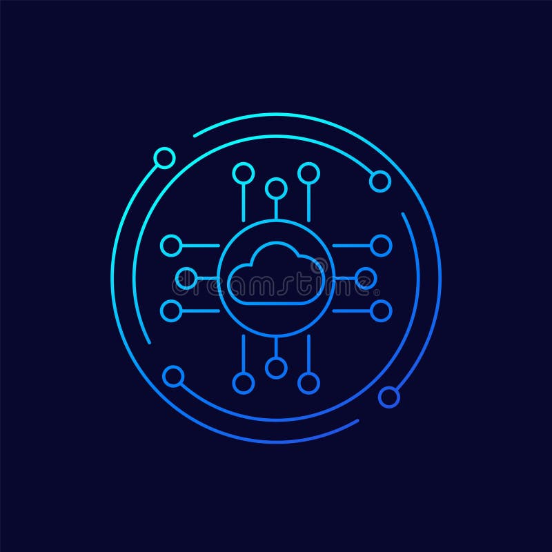 Cloud platform icon, linear design stock illustration