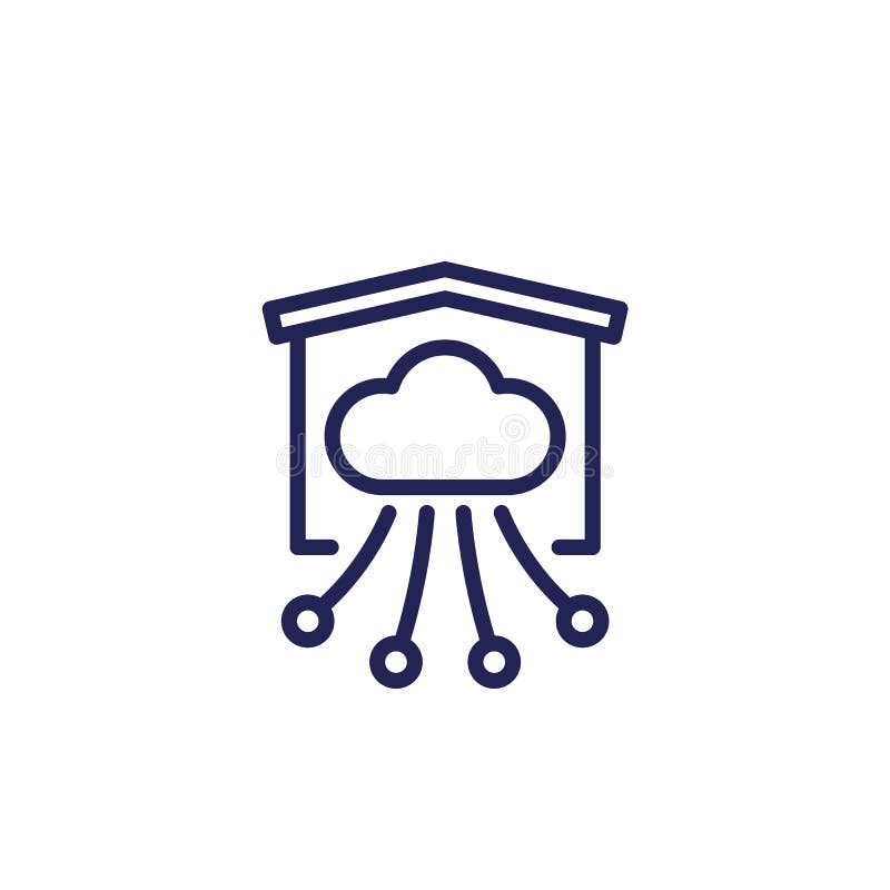 Cloud platform for a warehouse line icon vector illustration